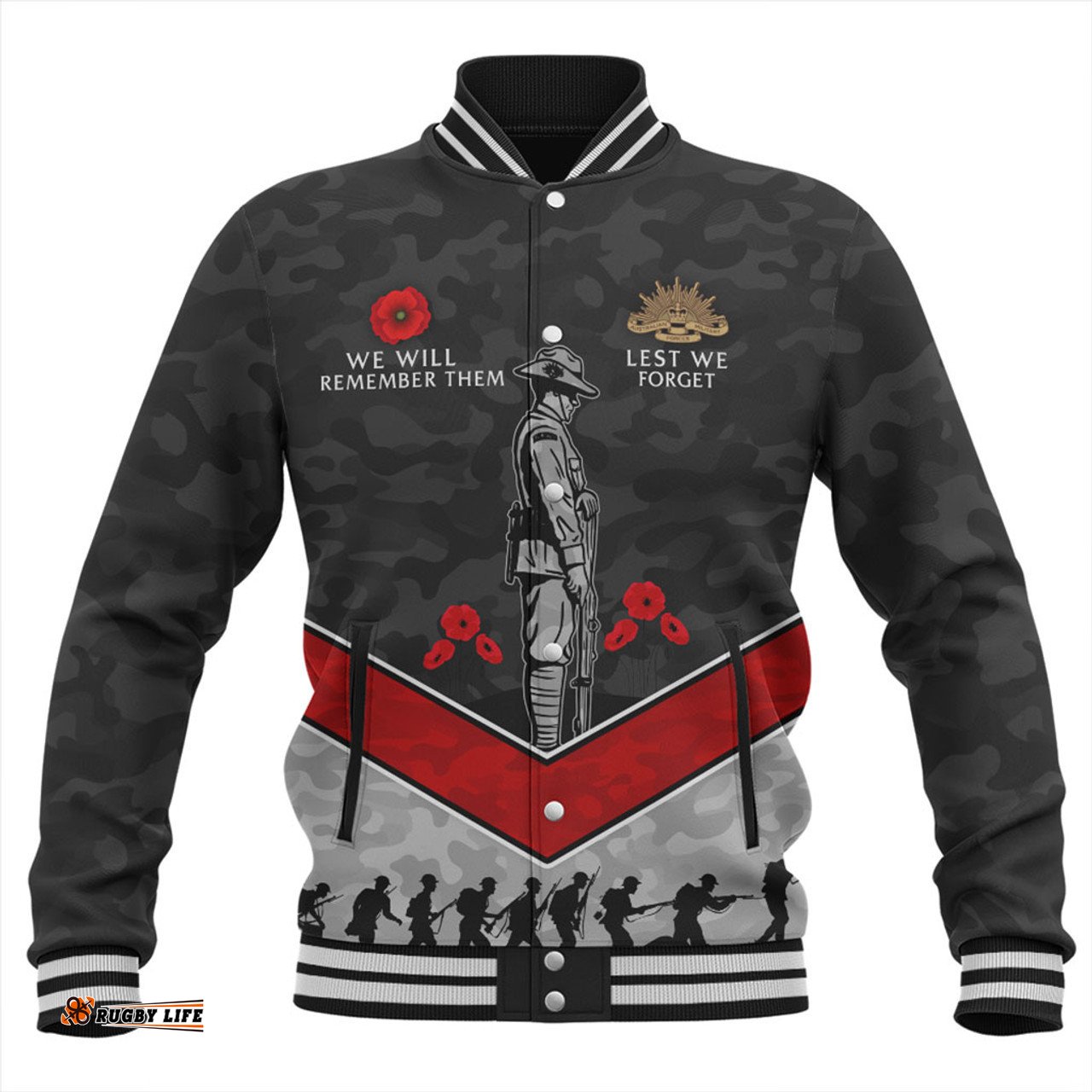 Australia Baseball Jacket Camouflage Lest We Forget