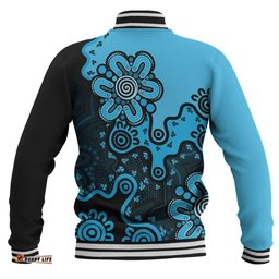 Australia Baseball Jacket Aboriginal Style Of Background Blue (Grey,Orange)