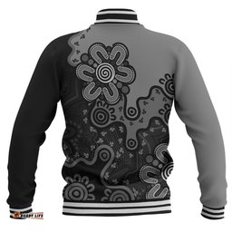 Australia Baseball Jacket Aboriginal Style Of Background Blue (Grey,Orange)