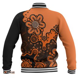 Australia Baseball Jacket Aboriginal Style Of Background Blue (Grey,Orange)