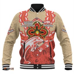 Redcliffe Dolphins Baseball Jacket Aboriginal Inspired Naidoc Symbol Pattern
