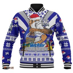 Canterbury-Bankstown Bulldogs Christmas Custom Baseball Jacket - Bulldogs Santa Aussie Big Things Baseball Jacket