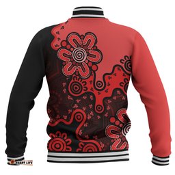 Australia Baseball Jacket Aboriginal Style Of Background Red (Turquoise,Purple)