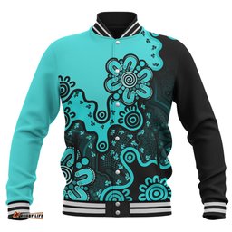Australia Baseball Jacket Aboriginal Style Of Background Red (Turquoise,Purple)