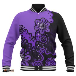 Australia Baseball Jacket Aboriginal Style Of Background Red (Turquoise,Purple)