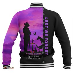 Australia Baseball Jacket Anzac Day Lest We Forget The Animals Of War