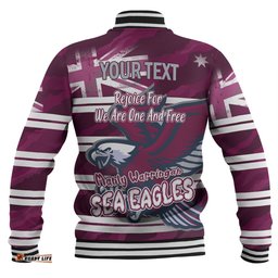 Manly Warringah Sea Eagles Baseball Jacket - Happy Australia Day We Are One And Free