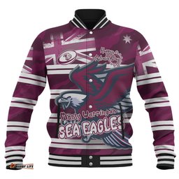 Manly Warringah Sea Eagles Baseball Jacket - Happy Australia Day We Are One And Free