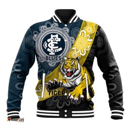 Personalised Richmond And Carlton Football Baseball Jacket Tigers BluesTogether Aboriginal Art
