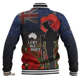 Australia Baseball Jacket - Custom Anzac Day Lest We Forget Red Poppies