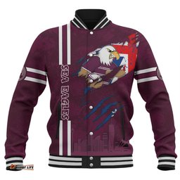 Manly Warringah Sea Eagles Baseball Jacket - Happy Australia Day Flag Scratch Style