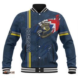 North Queensland Cowboys Baseball Jacket - Happy Australia Day Flag Scratch Style