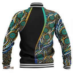 Australia Aboriginal Custom Baseball Jacket - Color Dot Dreamtime Baseball Jacket