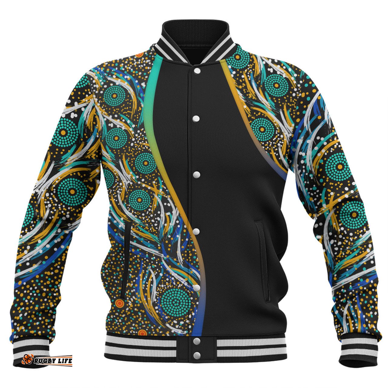 Australia Aboriginal Custom Baseball Jacket - Color Dot Dreamtime Baseball Jacket