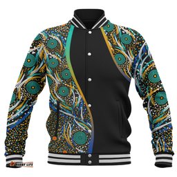 Australia Aboriginal Custom Baseball Jacket - Color Dot Dreamtime Baseball Jacket