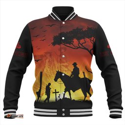 Australia Baseball Jacket Lest We Forget Horse Sunset