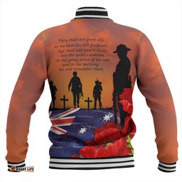 Australia Baseball Jacket Lest We Forger Soldiers Flag With Poppy Flower