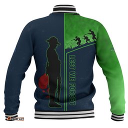 Canberra Raiders Baseball Jacket - Anzac Day Lest We Forget Poppy
