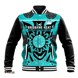 Custom Brisbane Heat Baseball Jacket We Are The Champions Aboriginal Art