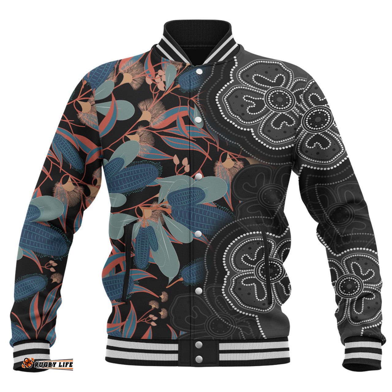 Australia Aboriginal Baseball Jacket - Australian Native Floral Seamless Pattern Baseball Jacket