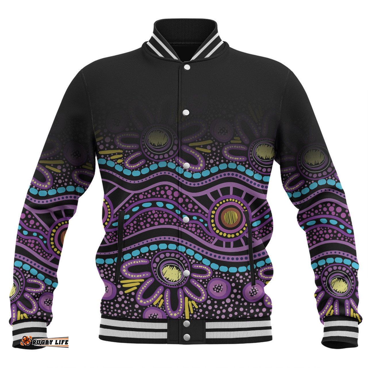 Australia Aboriginal Custom Baseball Jacket - Purple Dot In Aboriginal Style Baseball Jacket