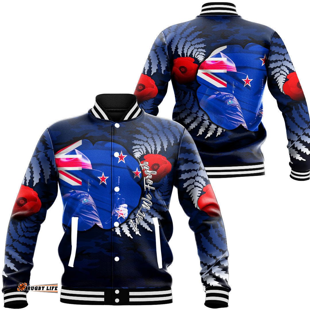 Vibe Hoodie Clothing - New Zealand Anzac Day Poppy Baseball Jacket