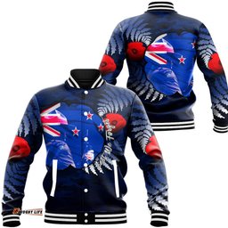 Vibe Hoodie Clothing - New Zealand Anzac Day Poppy Baseball Jacket