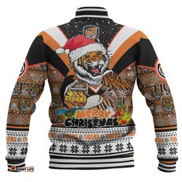 Wests Tigers Christmas Custom Baseball Jacket - Tigers Santa Aussie Big Things Baseball Jacket