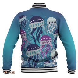 Australia Aboriginal Baseball Jacket - Aboriginal Art Painting With Jellyfish Baseball Jacket