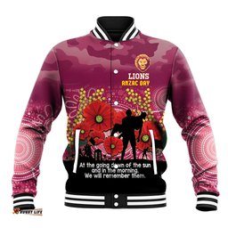 Custom Lions Football ANZAC Baseball Jacket Gallipoli Camouflage With Poppies