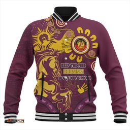 Brisbane Broncos Baseball Jacket Aboriginal Indigenous Naidoc Week Dreamtime Dot Painting With Flag