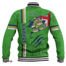 Canberra Raiders Baseball Jacket - Happy Australia Day Flag Scratch Style