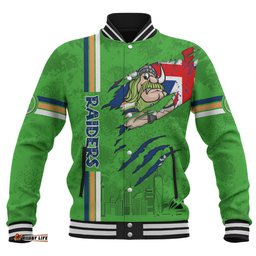 Canberra Raiders Baseball Jacket - Happy Australia Day Flag Scratch Style