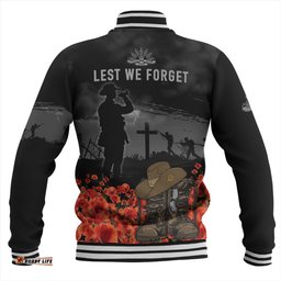 Australia Baseball Jacket Lest We Forget Hat And Boots Design Poppy Flower