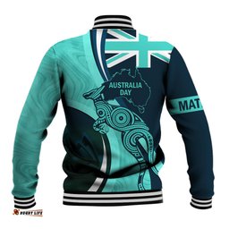 Matildas Soccer Baseball Jacket 2024 Happy Australia Day Kangaroo Aussie Proud - Turquoise