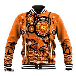Custom Perth Scorchers Cricket Baseball Jacket Happy Australia Day Aboriginal Art