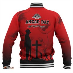 Australia Baseball Jacket Anzac Day Lest We Forget Red Poppy