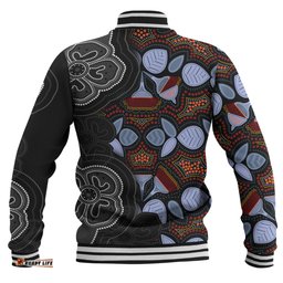 Australia Aboriginal Baseball Jacket - Eucalyptus Seamless Pattern In Aboriginal Dot Art Baseball Jacket