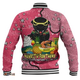 Penrith Panthers Custom Baseball Jacket - Australian Big Things (Pink) Baseball Jacket