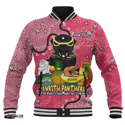 Penrith Panthers Custom Baseball Jacket - Australian Big Things (Pink) Baseball Jacket