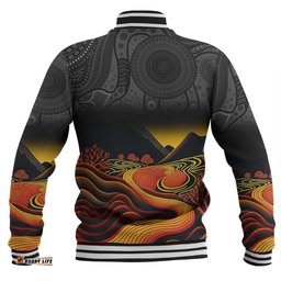 Australia Aboriginal Custom Baseball Jacket - Rainbow Serpent Dreamtime Land Art Inspired Baseball Jacket