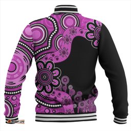 Australia Baseball Jacket Aboriginal Indigenous Dot Painting Pink