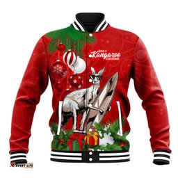 Personalised Kangaroo Lover Baseball Jacket Australia Merry Christmas Aboriginal
