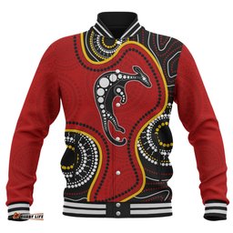 Australia Baseball Jacket Aboriginal Art With Kangaroo