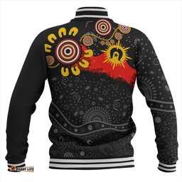 Australia Baseball Jacket Aboriginal Indigenous Dot Painting With Flag