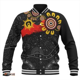 Australia Baseball Jacket Aboriginal Indigenous Dot Painting With Flag