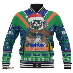 New Zealand Warriors Christmas Custom Baseball Jacket - Warriors Santa Aussie Big Things Baseball Jacket