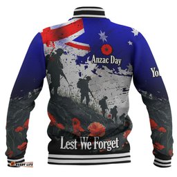 Australia Baseball Jacket - Custom Anzac Day Soldiers With Australia Flag Grunge Style
