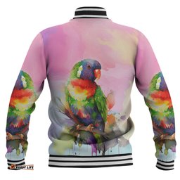 Australia Rainbow Lorikeets Baseball Jacket - Rainbow Lorikeets Color Art Baseball Jacket