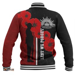 Australia Anzac Day Baseball Jacket - Lest We Forget Remebrance Day (Black) Baseball Jacket